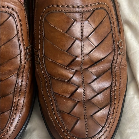 Bragano Brown Leather Loafers with Woven Pattern - Picture 4 of 9